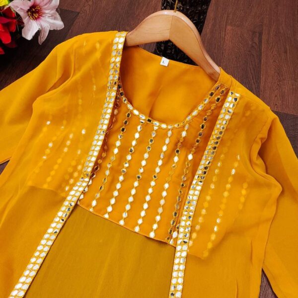 Stylish Crope Top Skirt With Shrug & Blouse - Image 2