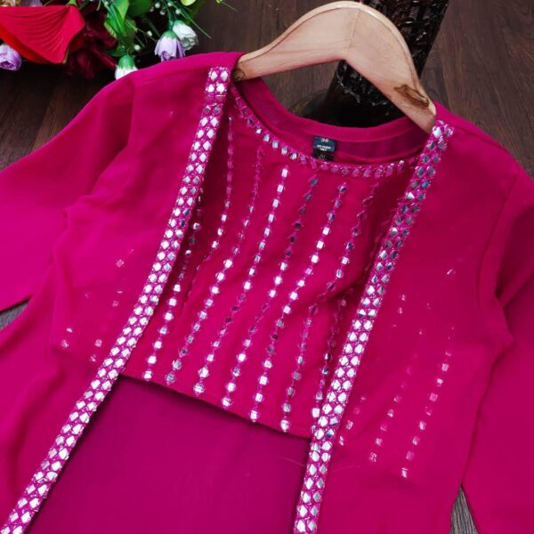 Stylish Crope Top Skirt With Shrug & Blouse - Image 2