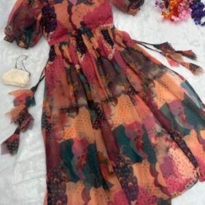 Georgette Fabric Nyracut Kurties With Digital Print