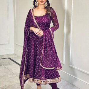 Bandhni Printed Gown With Heavy Embriodry Work