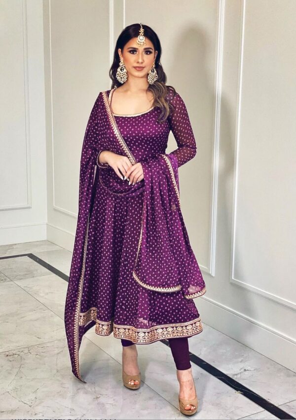 Bandhni Printed Gown With Heavy Embriodry Work