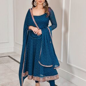 Bandhni Printed Gown With Heavy Embriodry Work