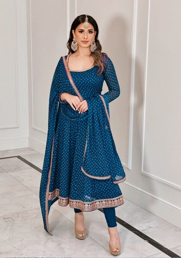 Bandhni Printed Gown With Heavy Embriodry Work