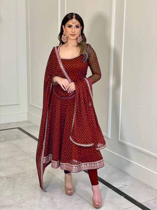 Bandhni Printed Gown With Heavy Embriodry Work