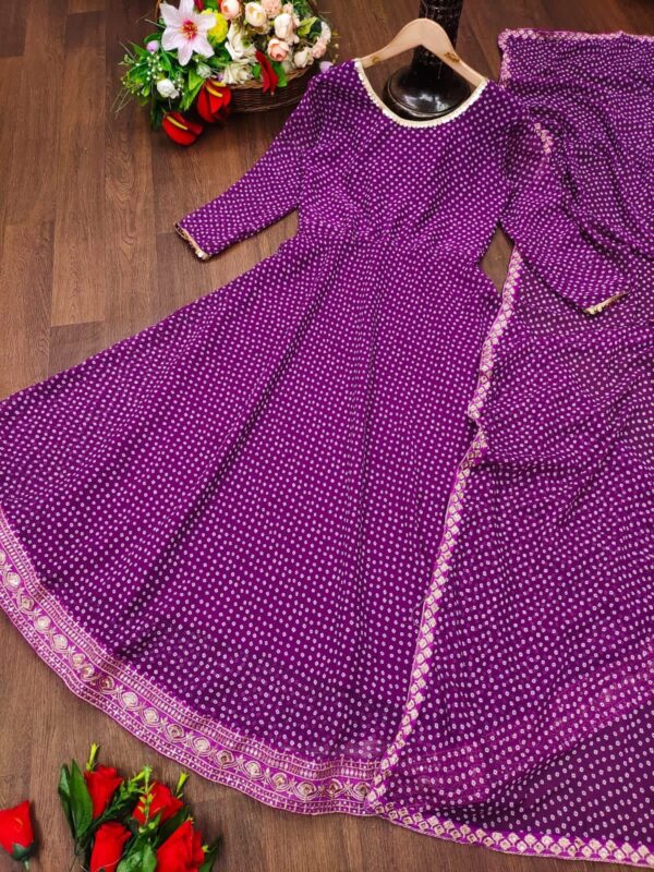 Bandhni Printed Gown With Heavy Embriodry Work - Image 2