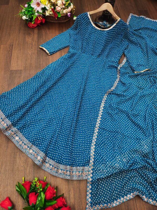 Bandhni Printed Gown With Heavy Embriodry Work - Image 2