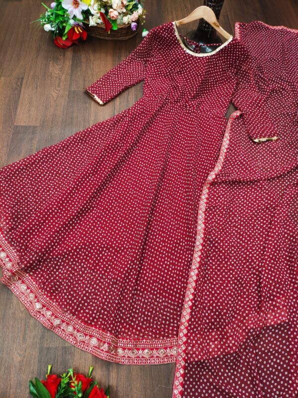 Bandhni Printed Gown With Heavy Embriodry Work - Image 2