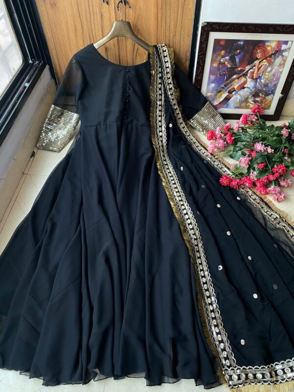 Heavy Georgette Fully Stitched Umbrella Flair Gown - Image 5