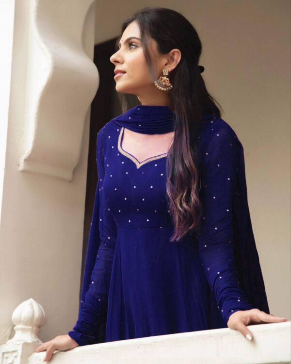 Heavy Faux Georgette Gown With Dupatta - Image 2