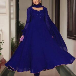 Heavy Faux Georgette Gown With Dupatta