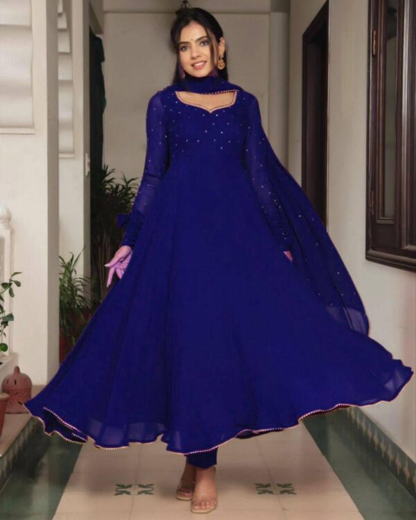 Heavy Faux Georgette Gown With Dupatta