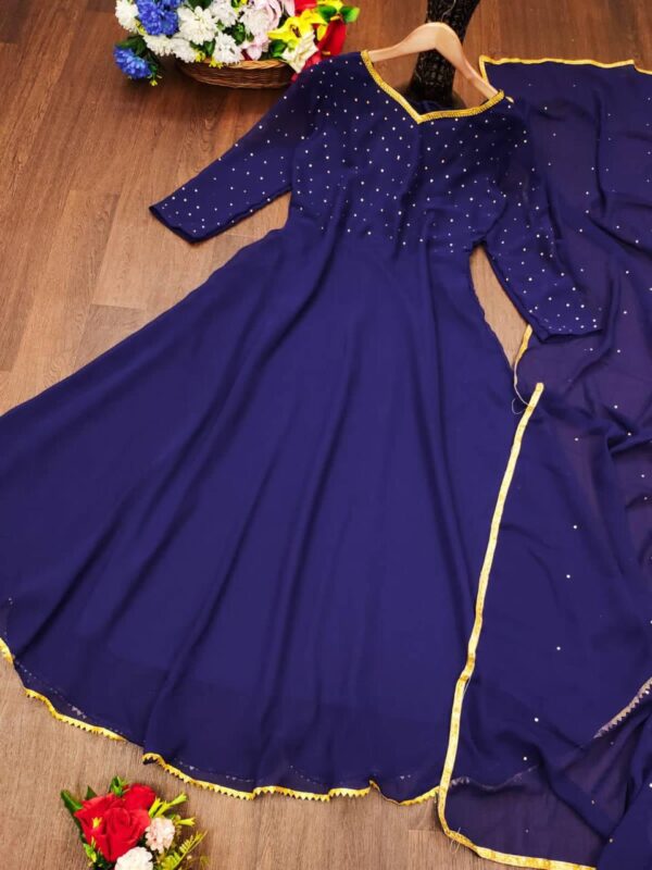 Heavy Faux Georgette Gown With Dupatta - Image 3