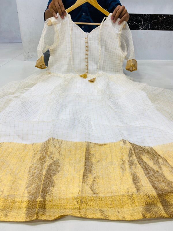 Heavy Orgenza Gold Pattu Gown - Image 3