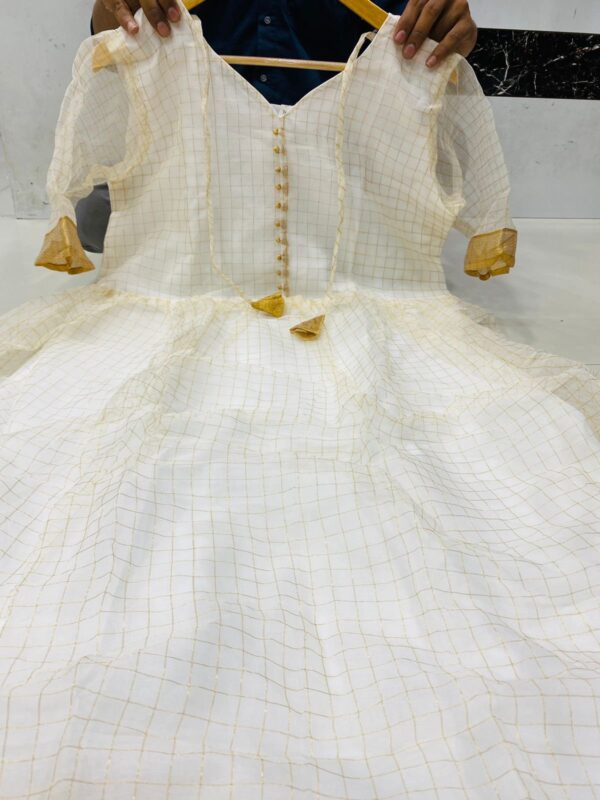 Heavy Orgenza Gold Pattu Gown - Image 4