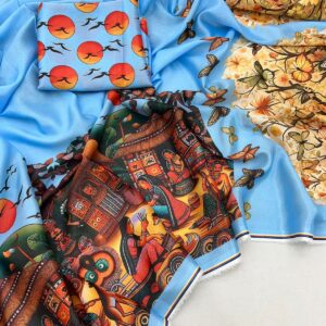 Chinnon Kalamkari Digital Print Saree