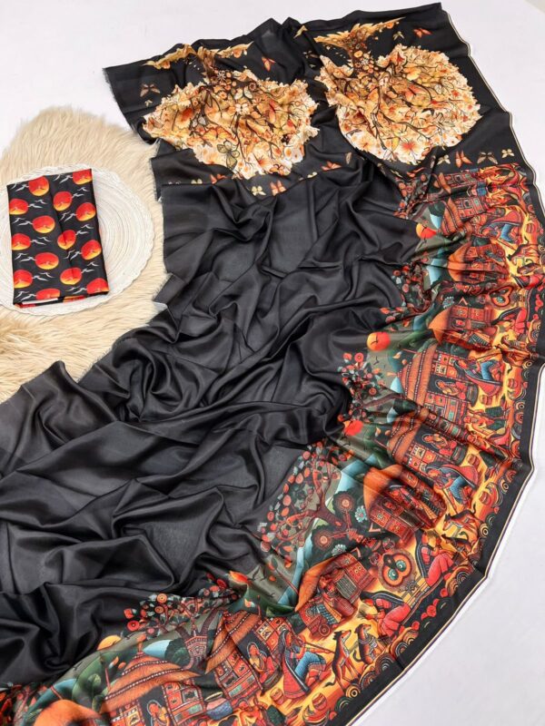 Chinnon Kalamkari Digital Print Saree