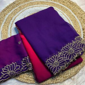 Chiffon Embroidery Work Saree