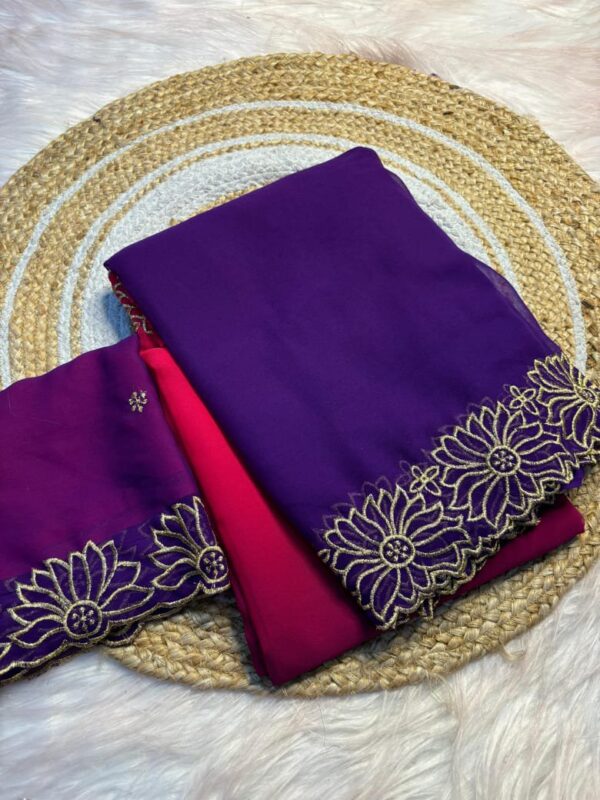 Chiffon Embroidery Work Saree