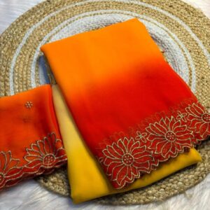 Chiffon Embroidery Work Saree