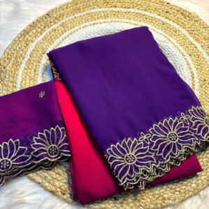 Chiffon Embroidery Work Saree