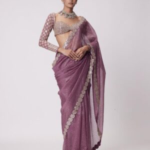 Faux Georgette With Real Mirror Work