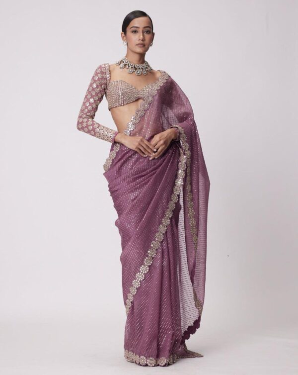 Faux Georgette With Real Mirror Work