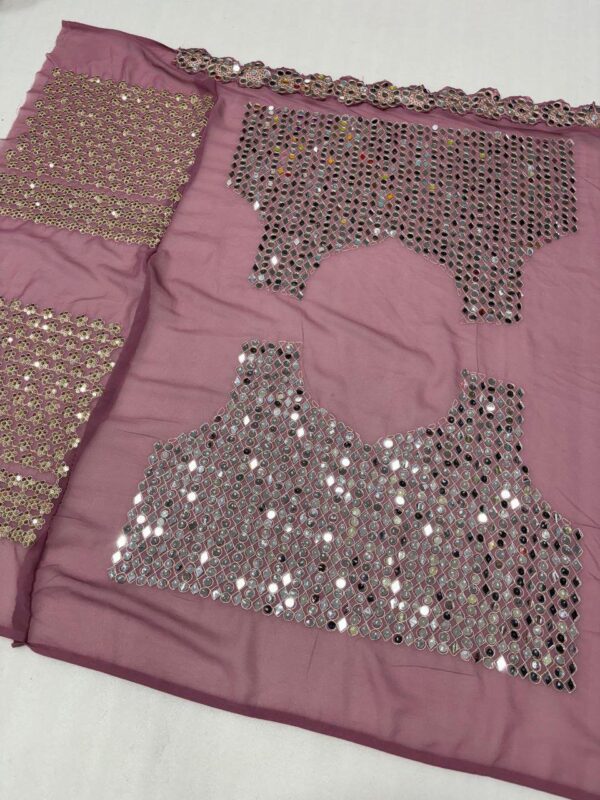 Faux Georgette With Real Mirror Work - Image 7