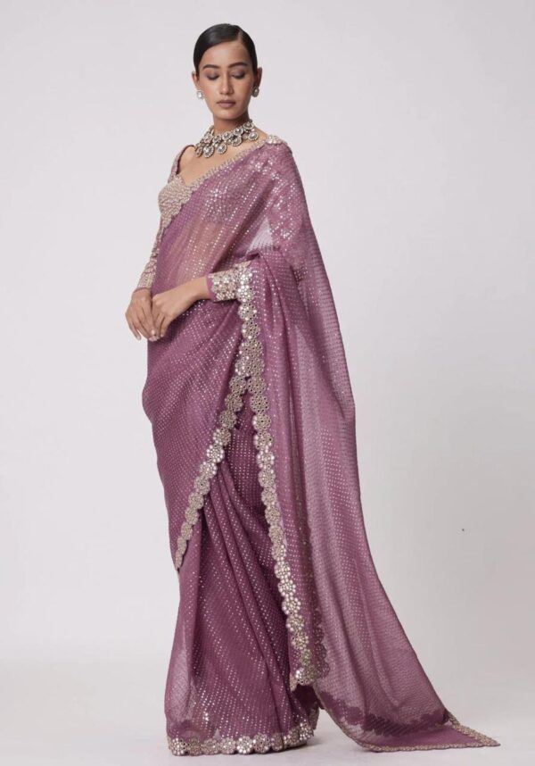 Faux Georgette With Real Mirror Work - Image 3