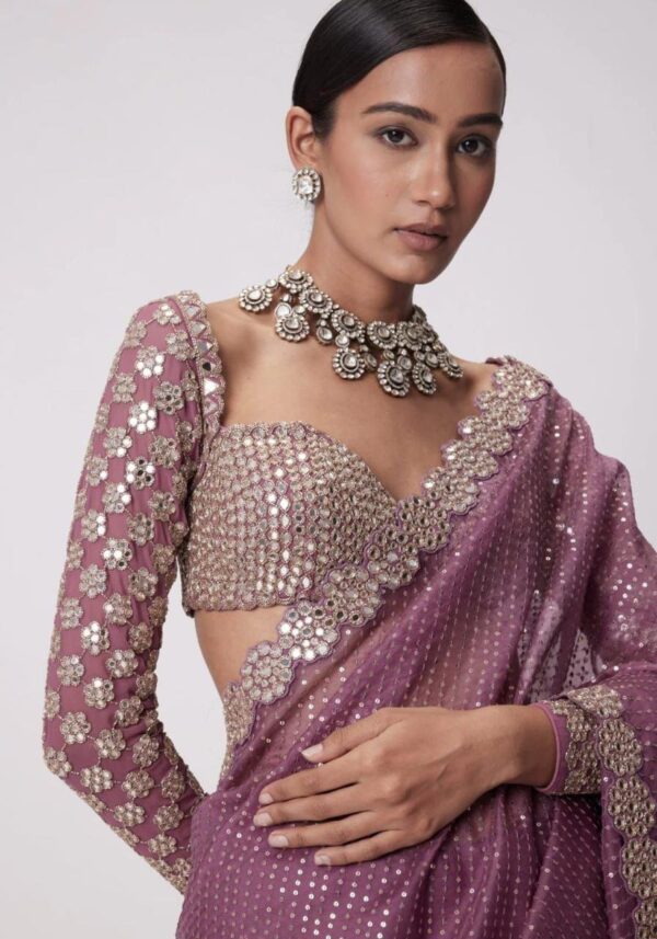 Faux Georgette With Real Mirror Work - Image 6
