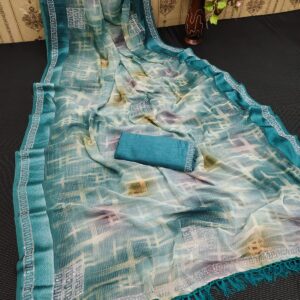 Waitless golden and silver waving Saree