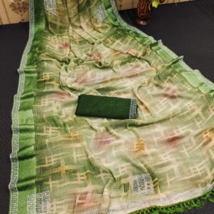 Waitless golden and silver waving Saree