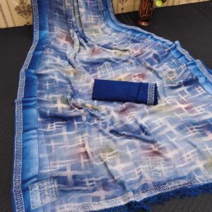 Waitless golden and silver waving Saree